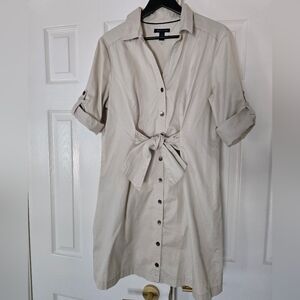 Tommy Hilfiger Tan Button-Down Shirt Dress